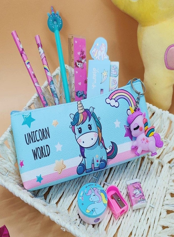 Tera13 TERA 13 unicorn gift pack of 6 items pencil pouch for girls sticky note stationary set pencil eraser sharpener scale combo return gift for girls kids rakhi combo - Image 3